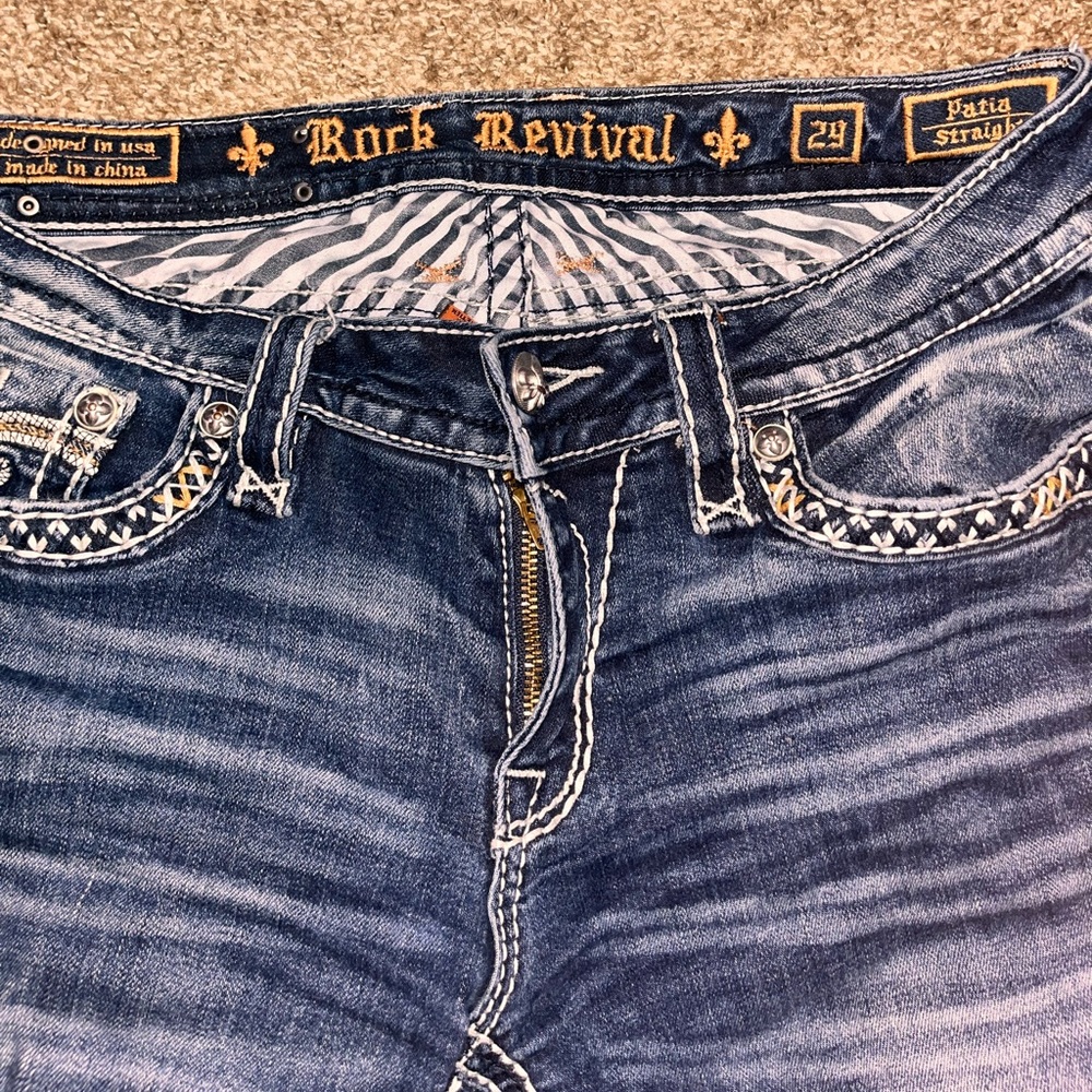 Straight leg rock revival jeans